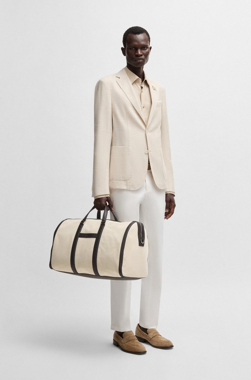 Hugo Boss Bolsa de viaje de lona con apliques de piel Ofertas especiales