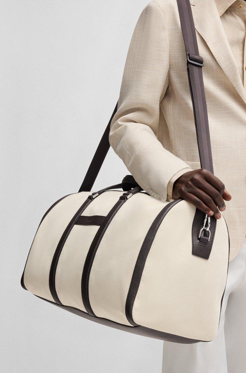 Hugo Boss Bolsa de viaje de lona con apliques de piel Ofertas especiales