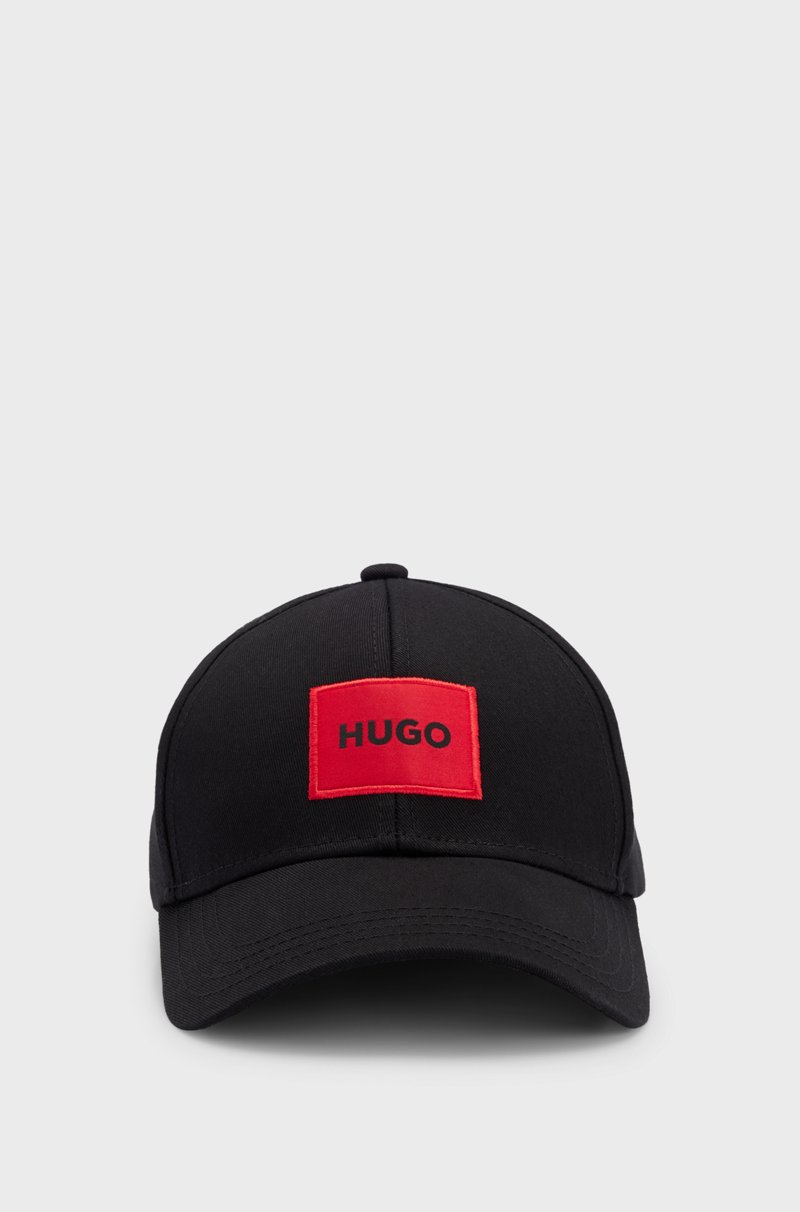 Hugo Boss Gorra de sarga de algodón con etiqueta con logo roja En línea