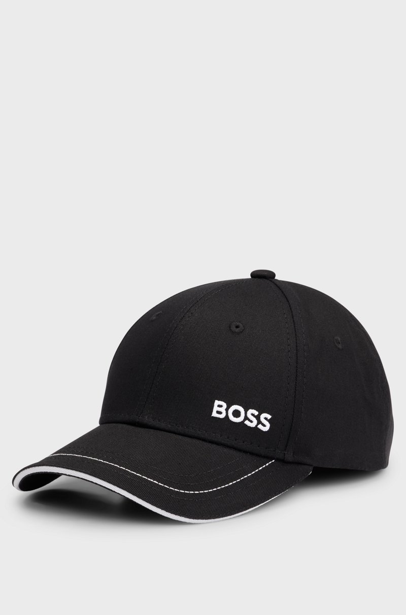 Hugo Boss Gorra de sarga de algodón con logo bordado y hebilla de metal