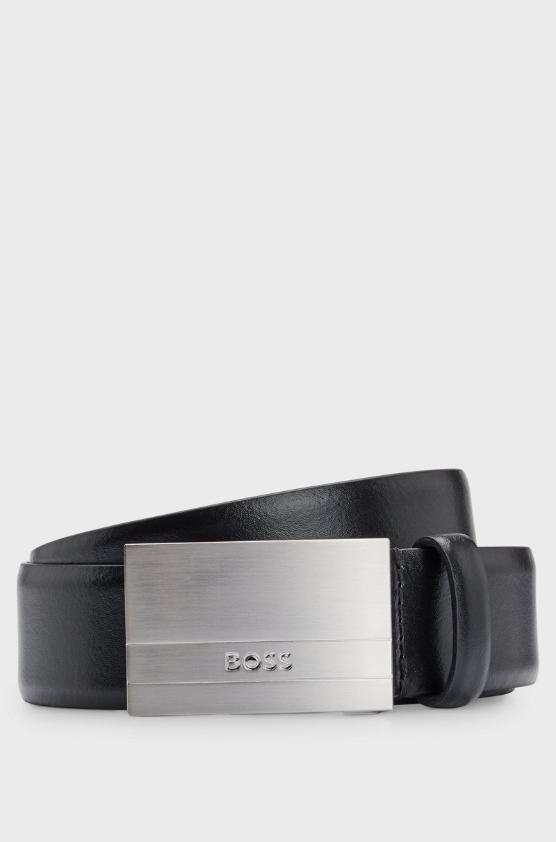 Hugo Boss Cinturón de piel italiana con hebilla con placa y logo