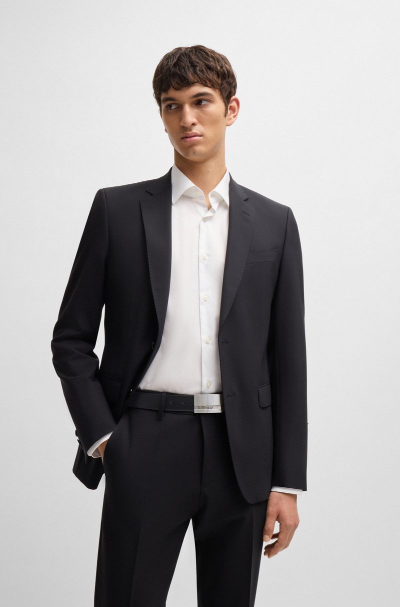 Hugo Boss Cinturón de piel italiana con hebilla con placa y logo Gran oferta