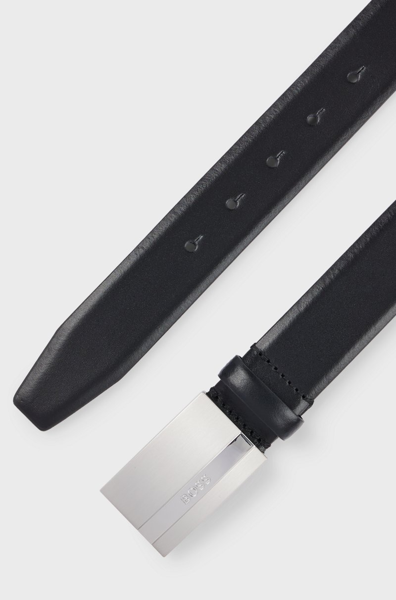 Hugo Boss Cinturón de piel italiana con hebilla con placa y logo Gran oferta