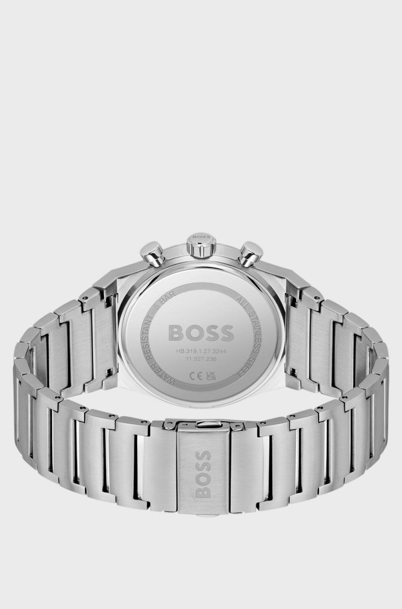 Hugo Boss Cronógrafo de acero en tono plateado con esfera verde Mejor oferta