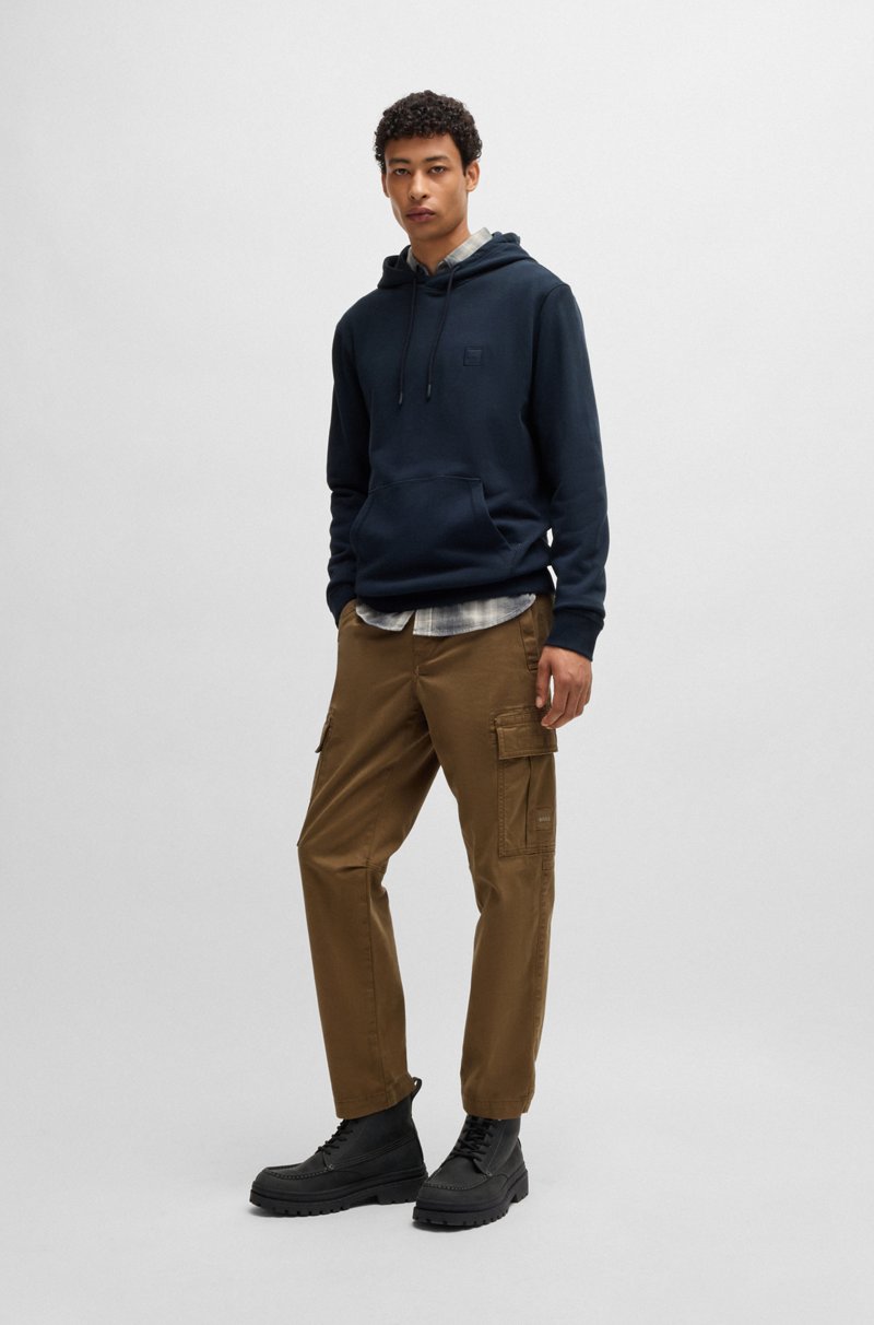 Hugo Boss Sudadera con capucha regular fit de felpa de algodón con parche de logo Rebajas online