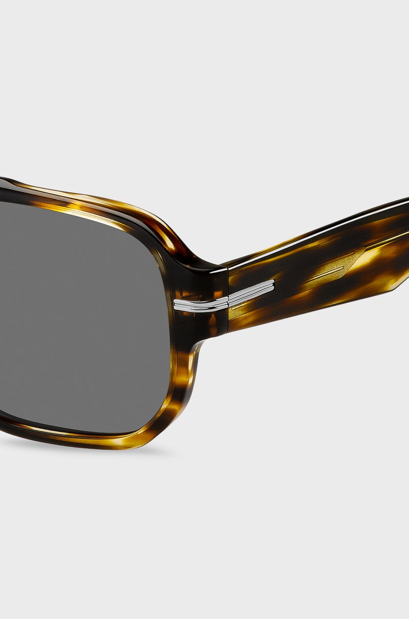 Hugo Boss Gafas de sol de acetato estampado con detalles metálicos plateados ÚLTIMAS EDICIONES