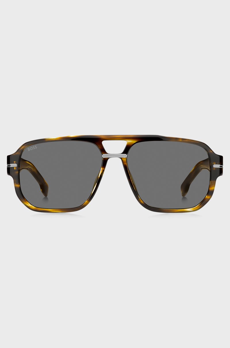 Hugo Boss Gafas de sol de acetato estampado con detalles metálicos plateados ÚLTIMAS EDICIONES