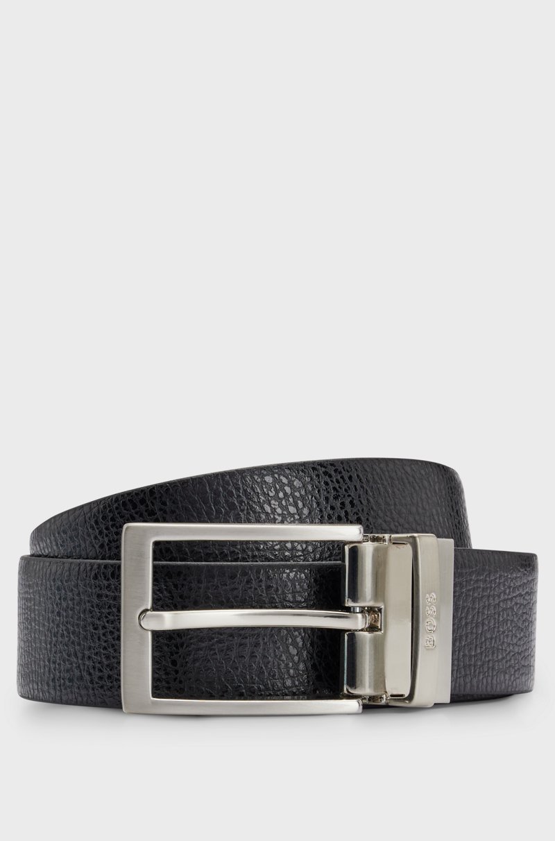 Hugo Boss Cinturón reversible de piel italiana granulada con logo en la trabilla