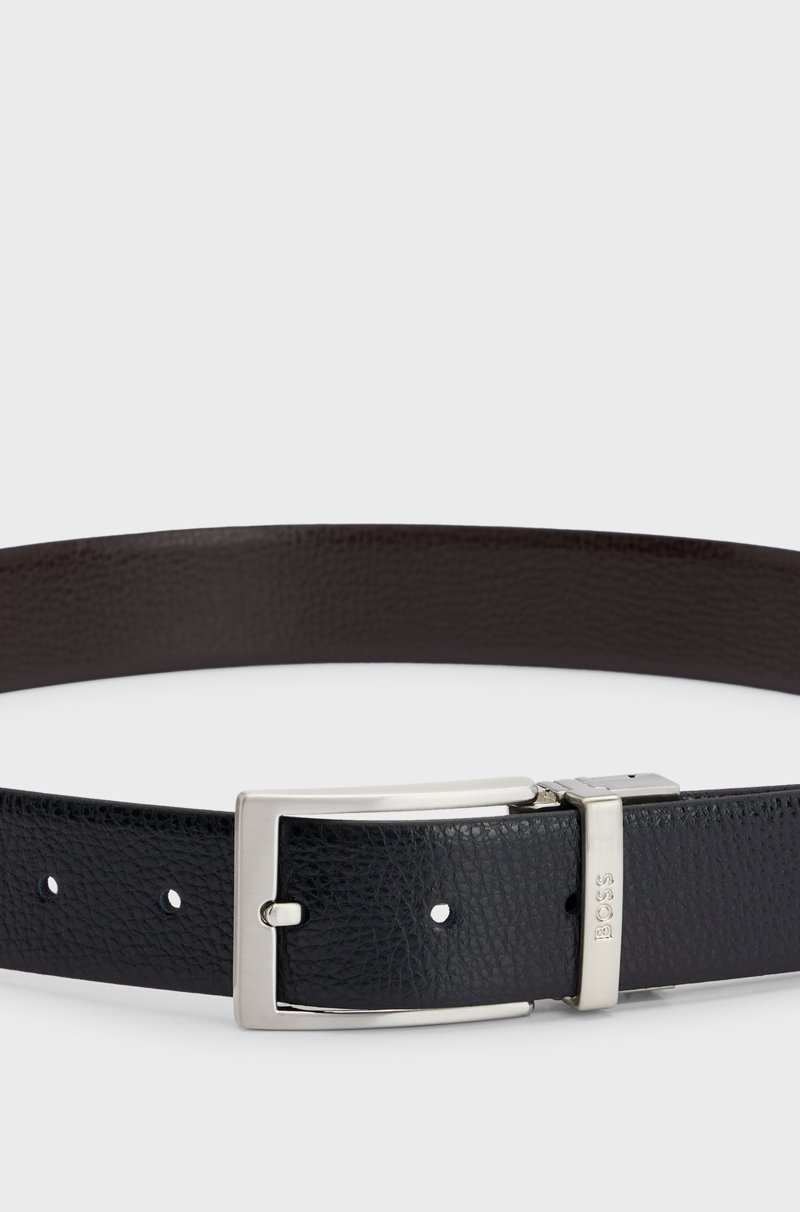 Hugo Boss Cinturón reversible de piel italiana granulada con logo en la trabilla Promoción por tiempo limitado