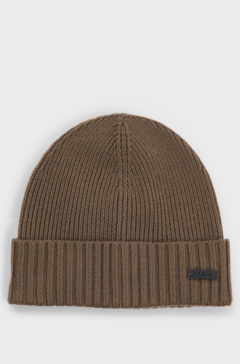 Hugo Boss Gorro de punto de canalé en lana merina Envío internacional gratuito