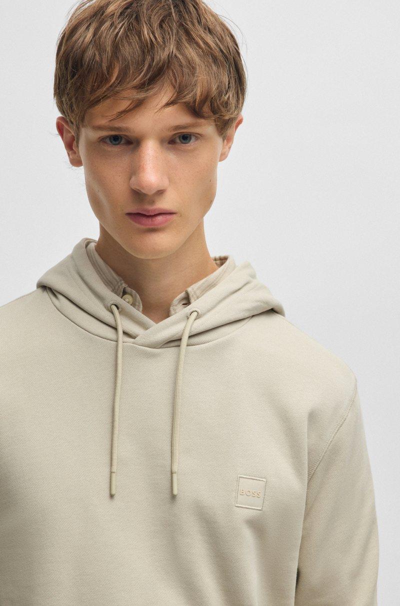 Hugo Boss Sudadera con capucha regular fit de felpa de algodón con parche de logo Tienda de fábrica