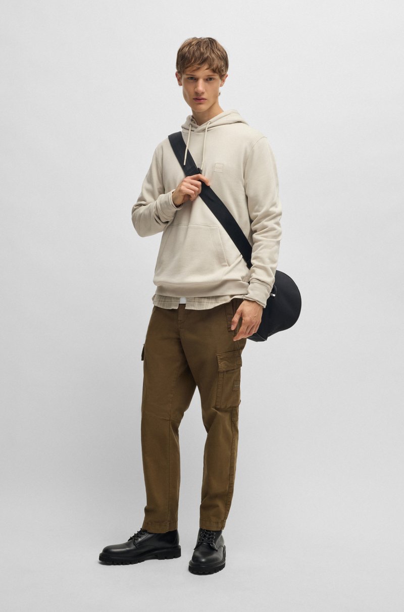 Hugo Boss Sudadera con capucha regular fit de felpa de algodón con parche de logo Tienda de fábrica