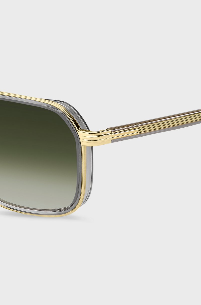 Hugo Boss Gafas de sol con efecto a capas en acero y acetato gris Limitado a 3 días