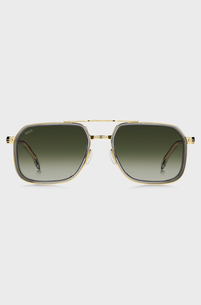 Hugo Boss Gafas de sol con efecto a capas en acero y acetato gris Limitado a 3 días