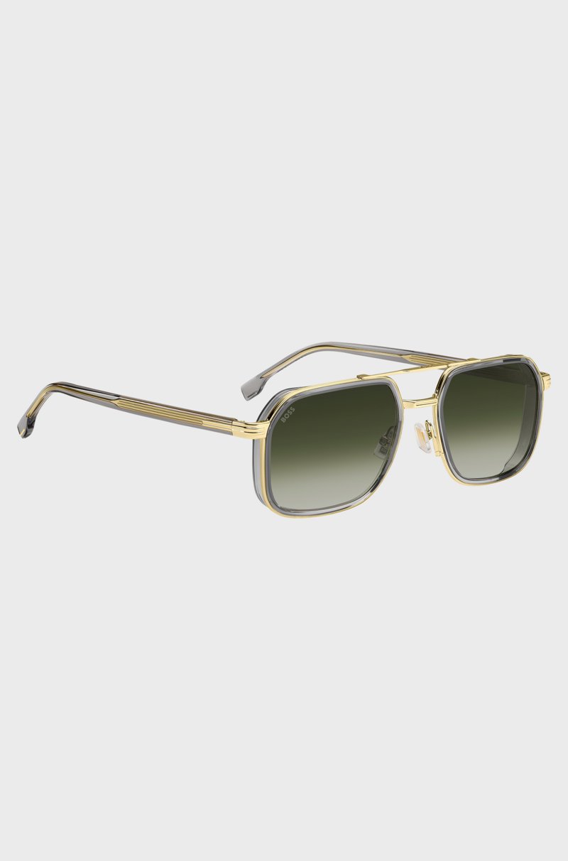 Hugo Boss Gafas de sol con efecto a capas en acero y acetato gris Limitado a 3 días