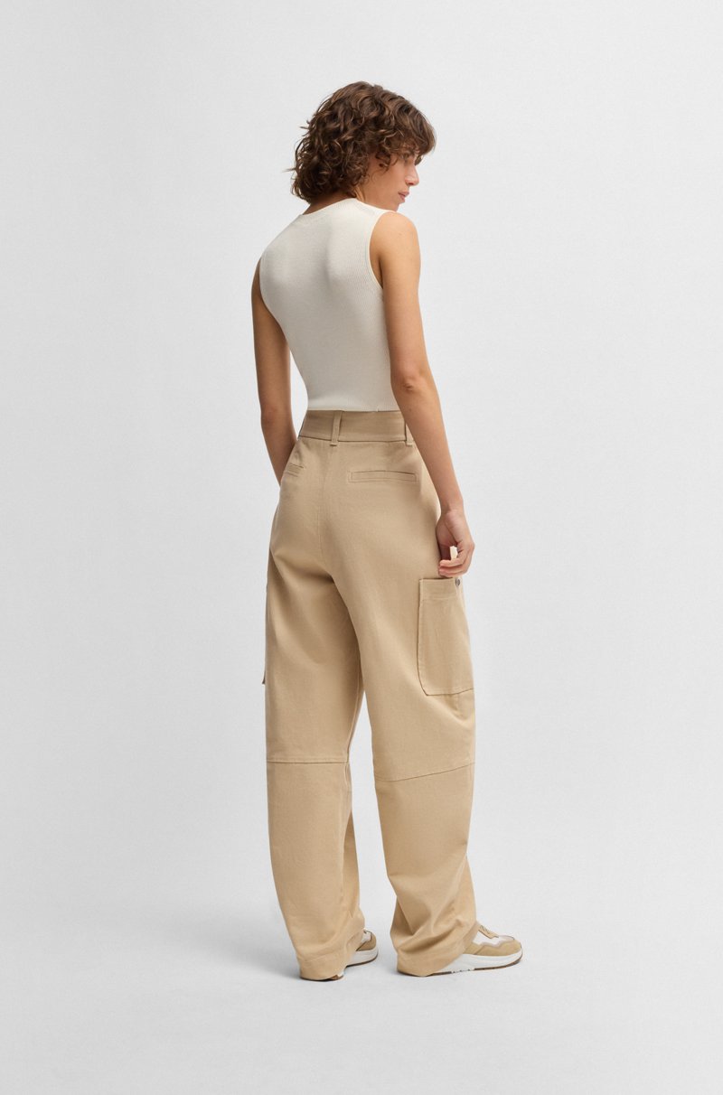 Hugo Boss Pantalones relaxed fit de sarga de algodón elástico En oferta