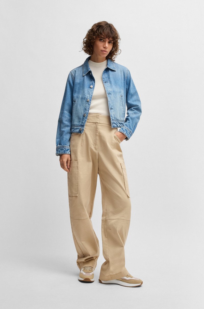Hugo Boss Pantalones relaxed fit de sarga de algodón elástico En oferta