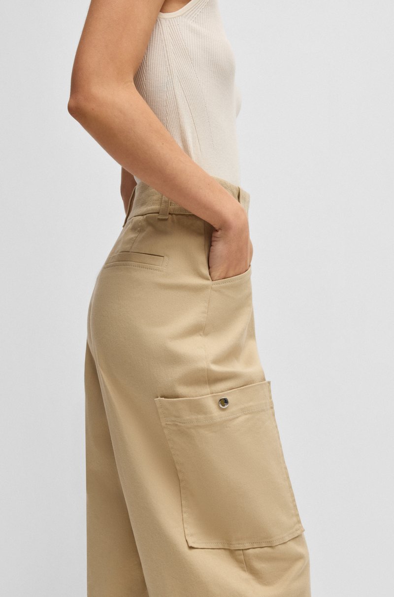 Hugo Boss Pantalones relaxed fit de sarga de algodón elástico En oferta