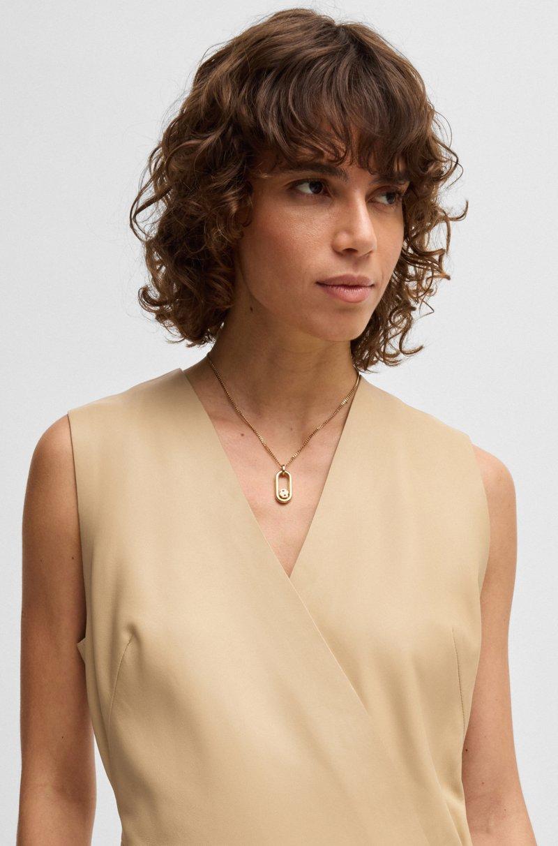 Hugo Boss Vestido recto de piel con parte delantera cruzada Libre de impuestos