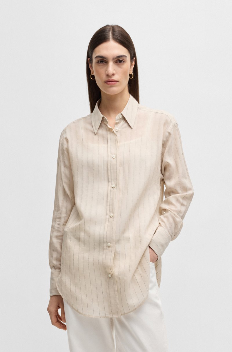 Hugo Boss Blusa regular fit de algodón a rayas