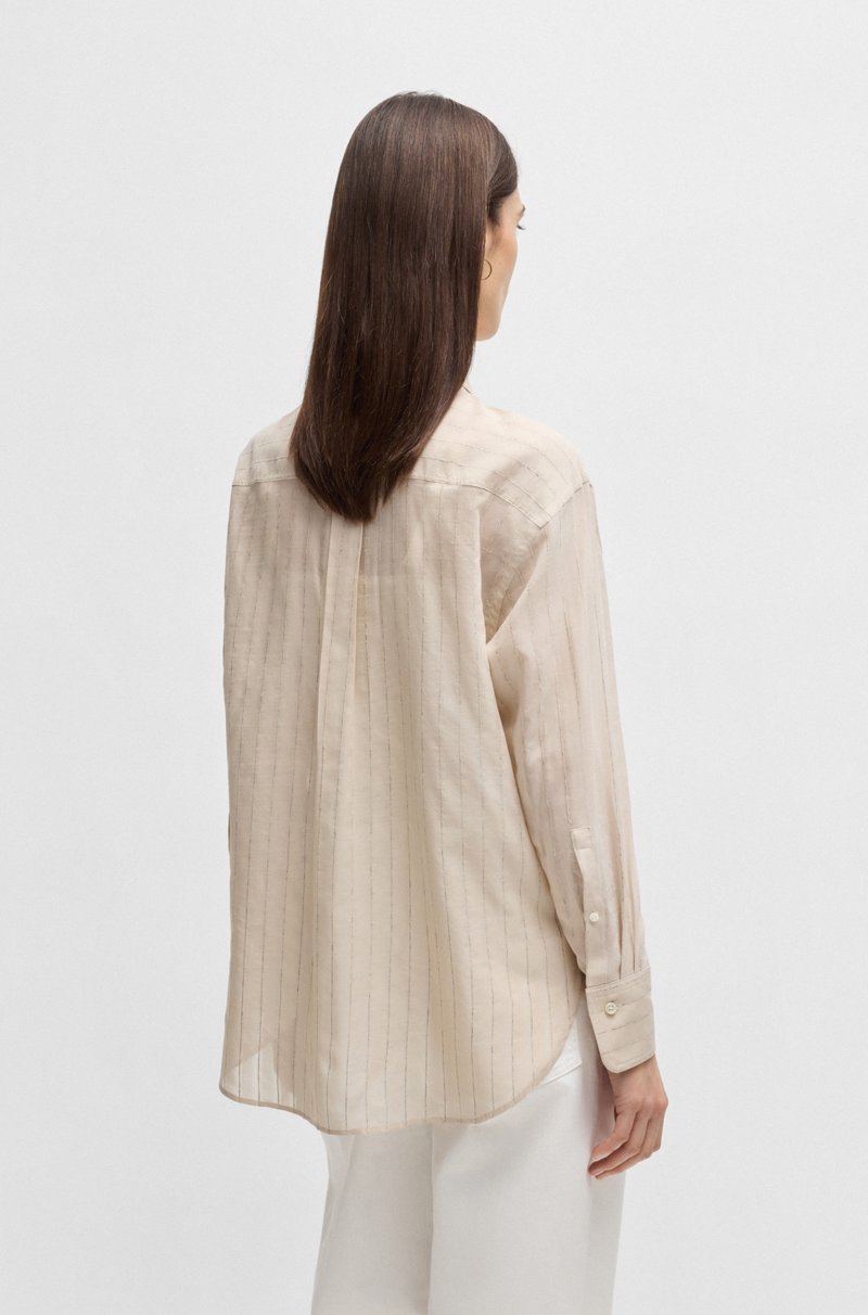 Hugo Boss Blusa regular fit de algodón a rayas Última moda