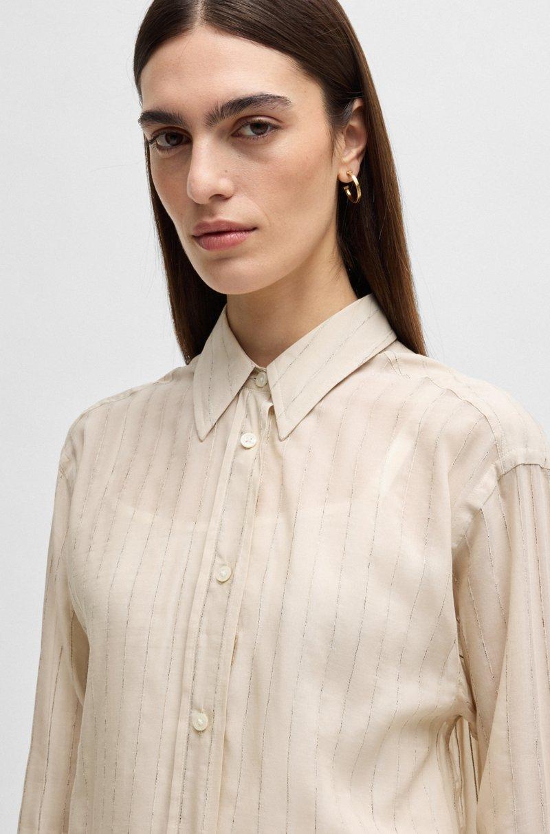 Hugo Boss Blusa regular fit de algodón a rayas Última moda
