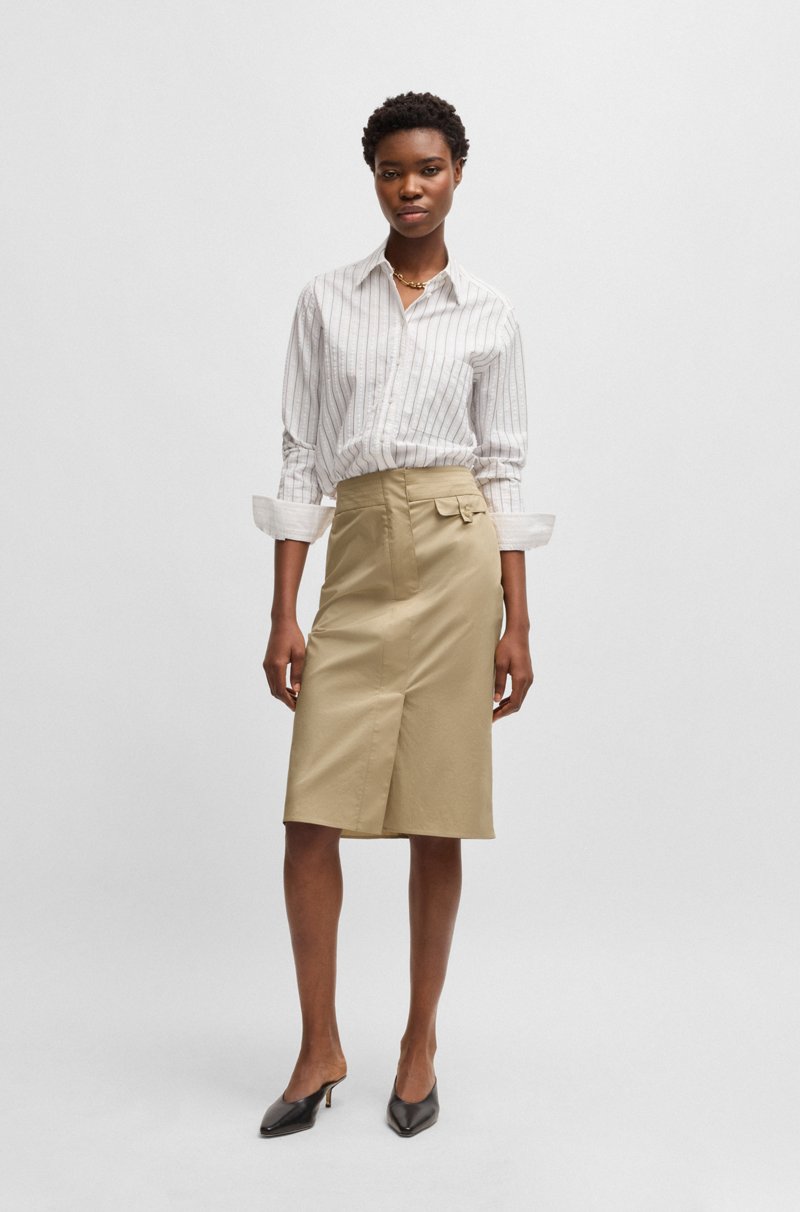 Hugo Boss Falda de algodón elástico con detalle de bolsillo Descuento por venta flash
