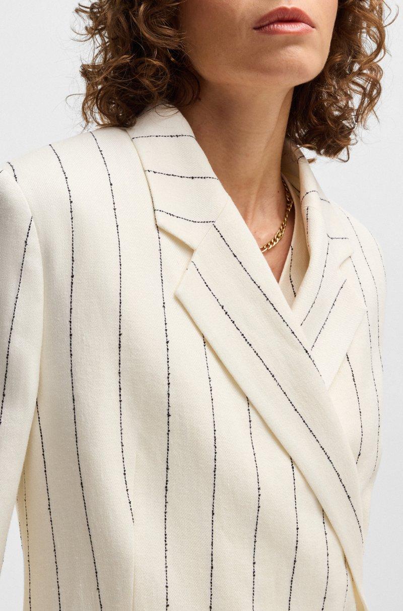 Hugo Boss Chaqueta de traje relaxed fit en bouclé de mezcla de lino a rayas Precio ultrabajo