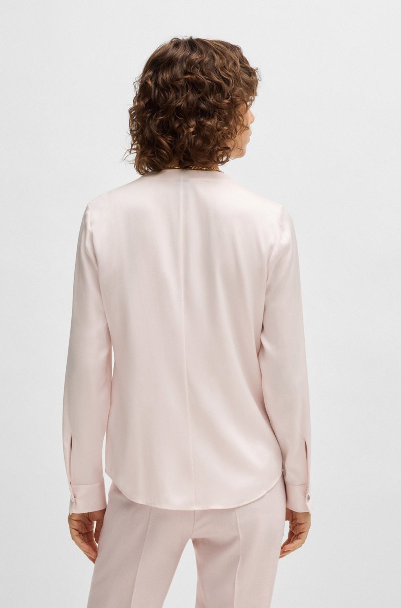 Hugo Boss Blusa sin cuello regular fit en seda con elástico Outlet online