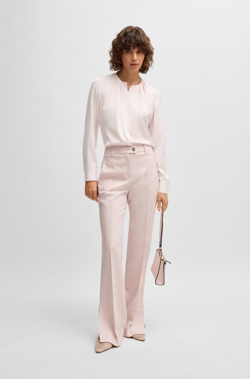 Hugo Boss Blusa sin cuello regular fit en seda con elástico Outlet online