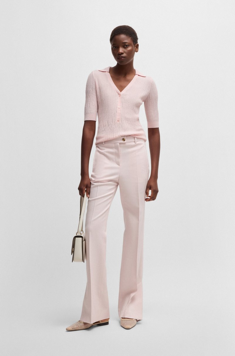 Hugo Boss Pantalones jaspeados con aberturas en los bajos Rebajas