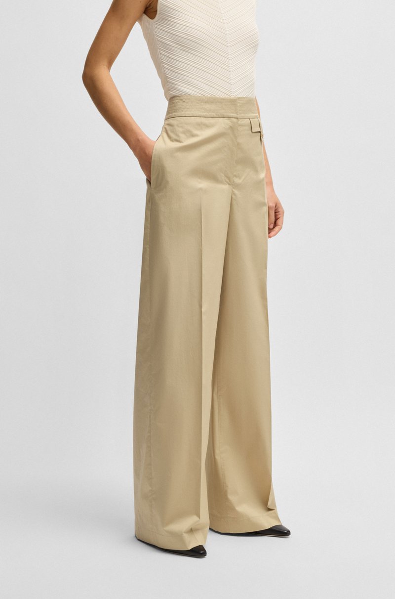 Hugo Boss Pantalones regular fit de talle alto en algodón elástico vaporoso
