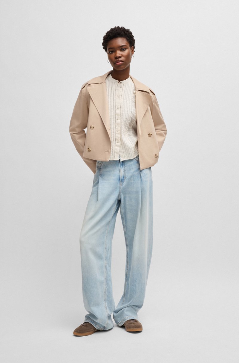 Hugo Boss Gabardina de corte alto en algodón elástico repelente al agua Rebajas baratas