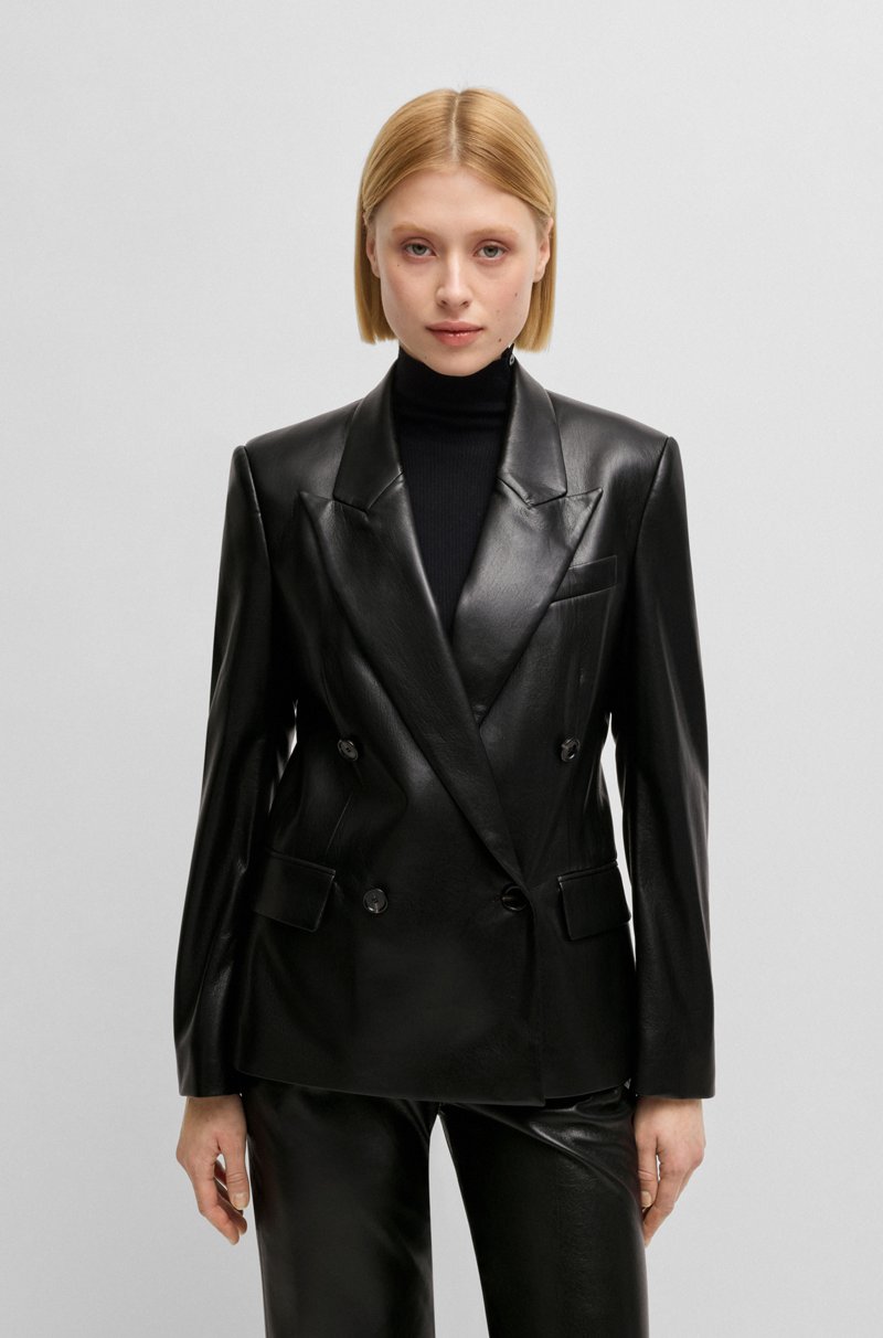 Hugo Boss Blazer cruzado regular fit en piel sintética Rebajas de fábrica