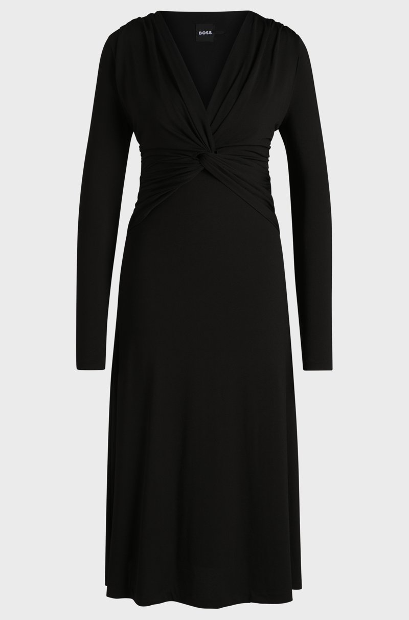 Hugo Boss Vestido de crepé elástico con detalle cruzado en la parte delantera Descuento