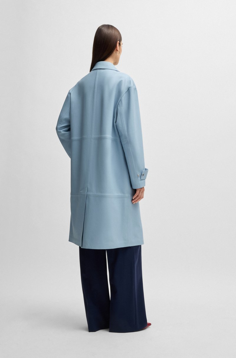 Hugo Boss Gabardina de piel con ribetes plateados Tienda