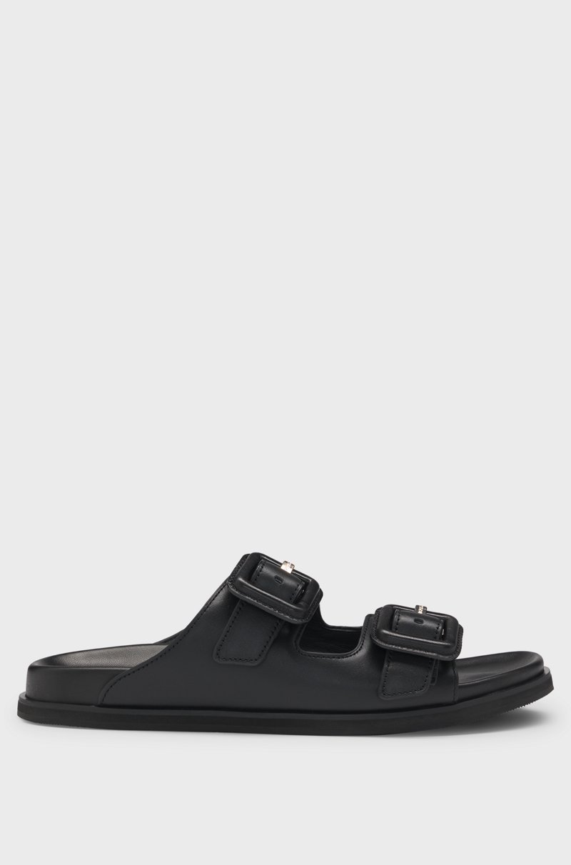 Hugo Boss Chanclas de piel con dos tiras con hebilla Últimos 2 días