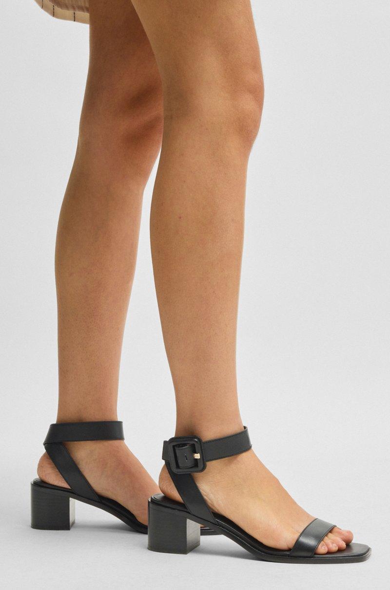 Hugo Boss Sandalias de piel con tacón en bloque Precio de fábrica