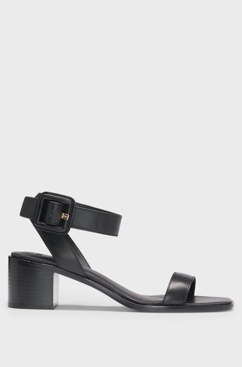 Hugo Boss Sandalias de piel con tacón en bloque Precio de fábrica