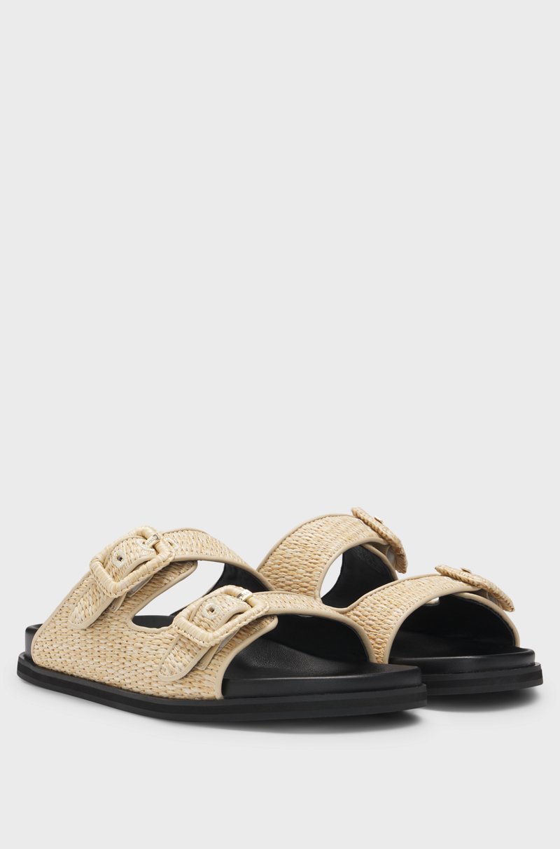 Hugo Boss Chanclas de rafia con correas con hebilla