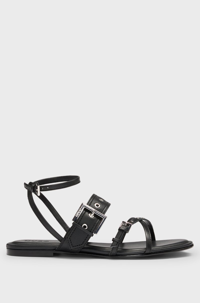 Hugo Boss Sandalias de piel con remaches y ojales metalizados Ahorra y exporta