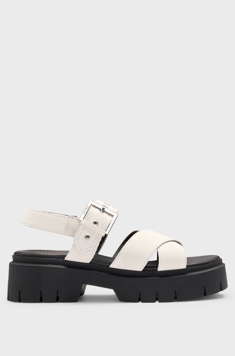 Hugo Boss Sandalias de ante con tira de hebilla y suela gruesa En oferta