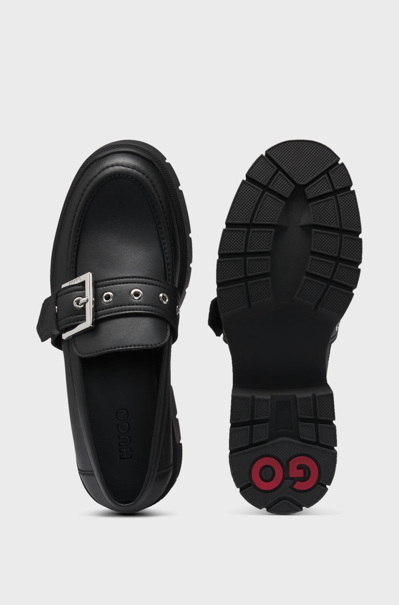 Hugo Boss Mocasines de piel sintética con correa de hebilla Descuentos del mes