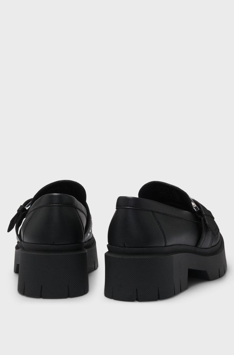 Hugo Boss Mocasines de piel sintética con correa de hebilla Descuentos del mes
