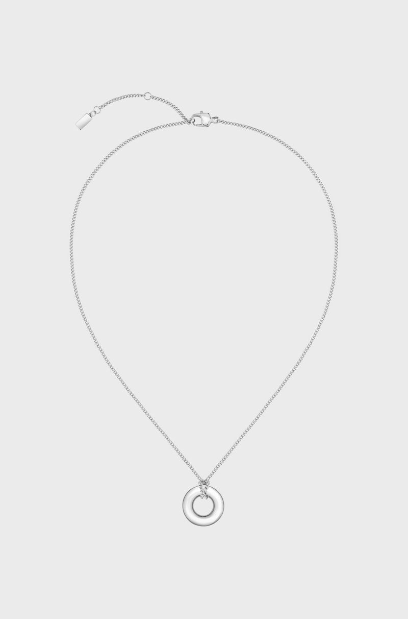 Hugo Boss Collar plateado con aro con logo Ofertas de temporada