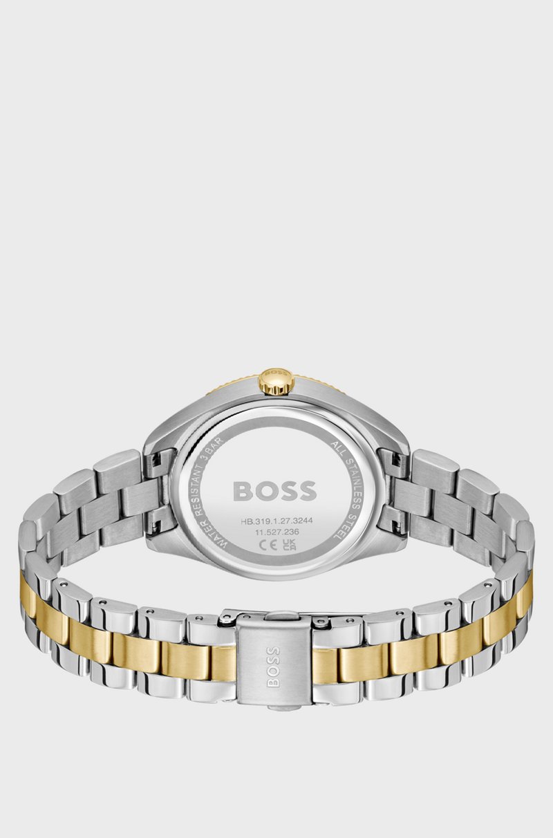 Hugo Boss Reloj en dos tonos con bisel acanalado Ofertas especiales