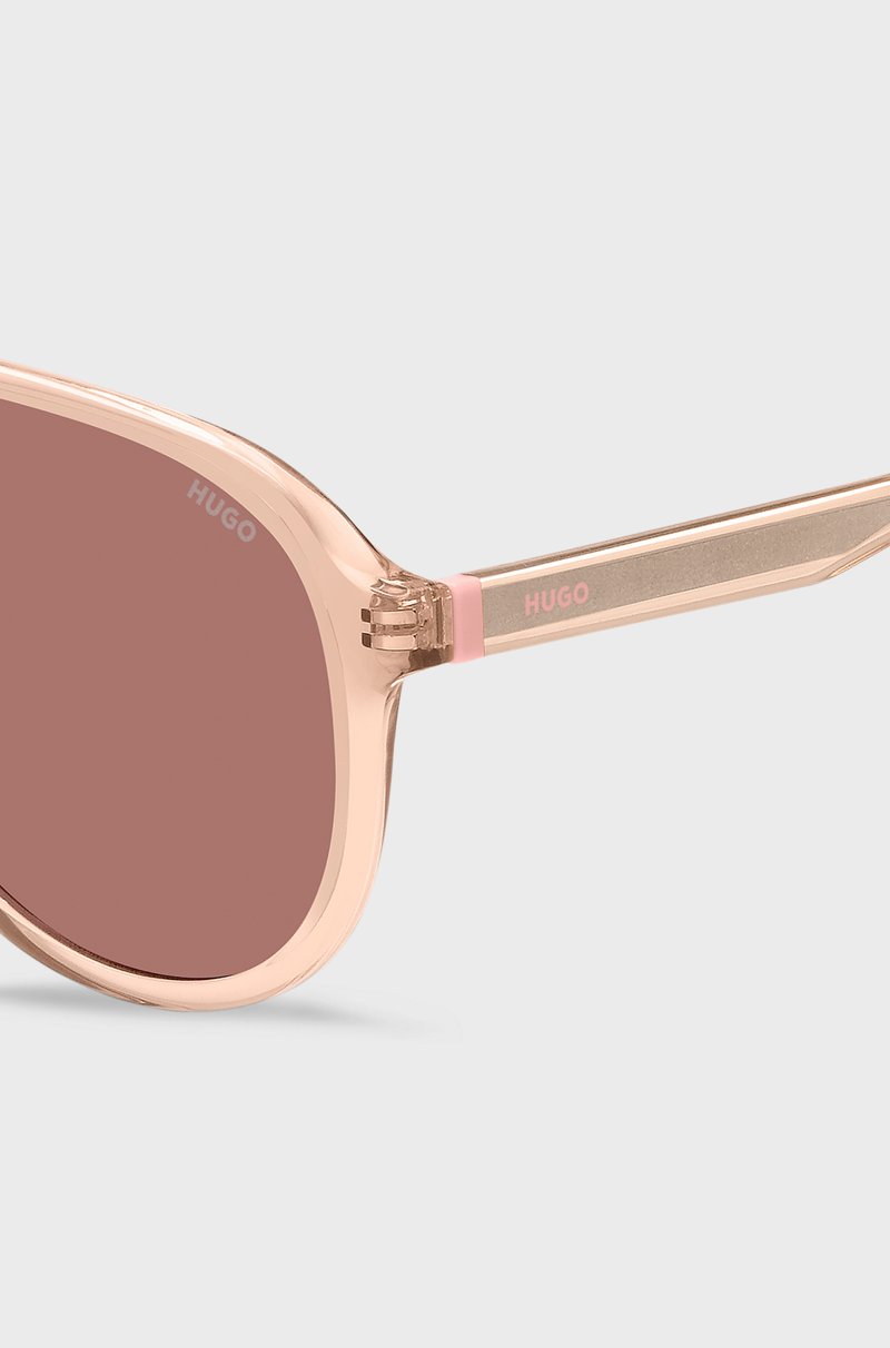 Hugo Boss Gafas de sol con puente doble en acetato color rosa Ofertas
