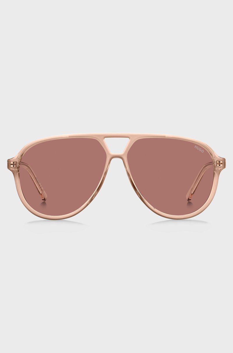 Hugo Boss Gafas de sol con puente doble en acetato color rosa Ofertas