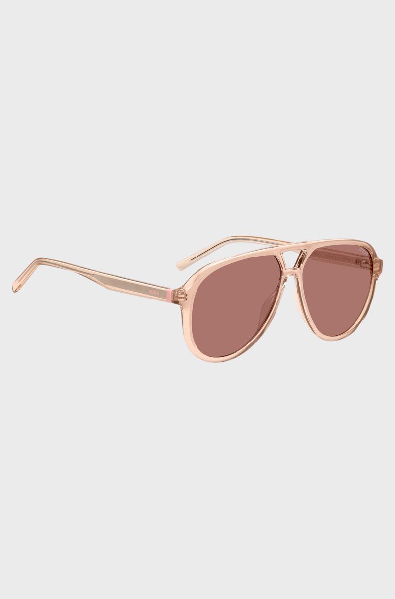 Hugo Boss Gafas de sol con puente doble en acetato color rosa Ofertas