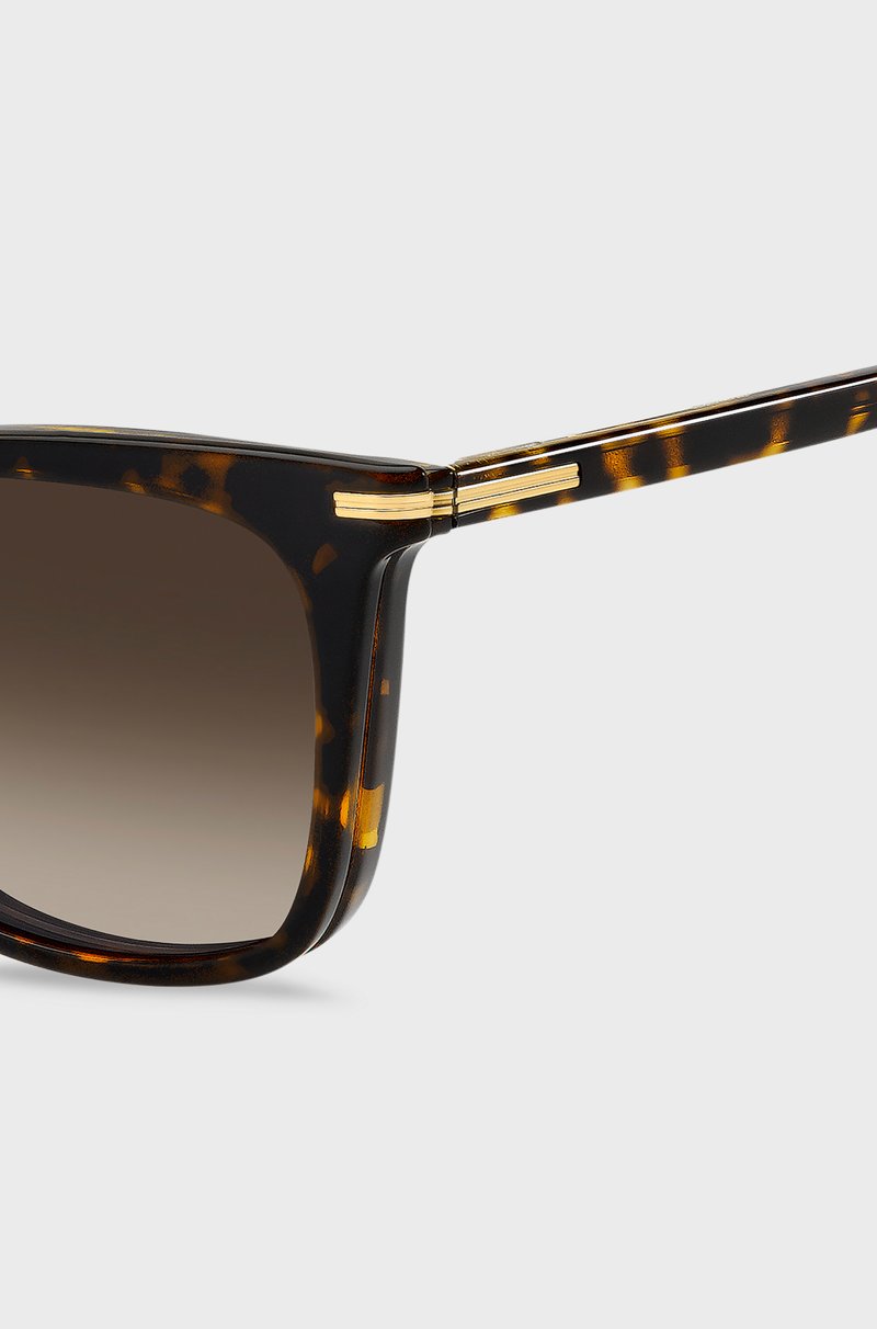 Hugo Boss Montura para gafas graduadas de acetato Habana con lentes oscuras de clip Envío gratis